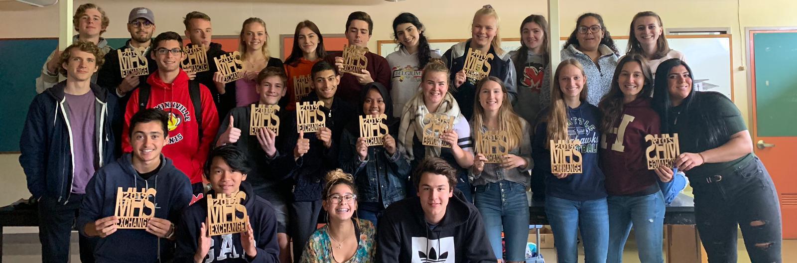 Der "International Club" an der Schule. Das Foto zeigt alle AustauschschülerInnen und auch einige amerikanische SchülerInnen, die den Club besuchten.