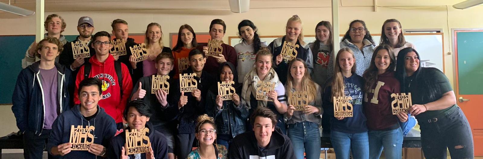 Der "International Club" an der Schule. Das Foto zeigt alle AustauschschülerInnen und auch einige amerikanische SchülerInnen, die den Club besuchten.